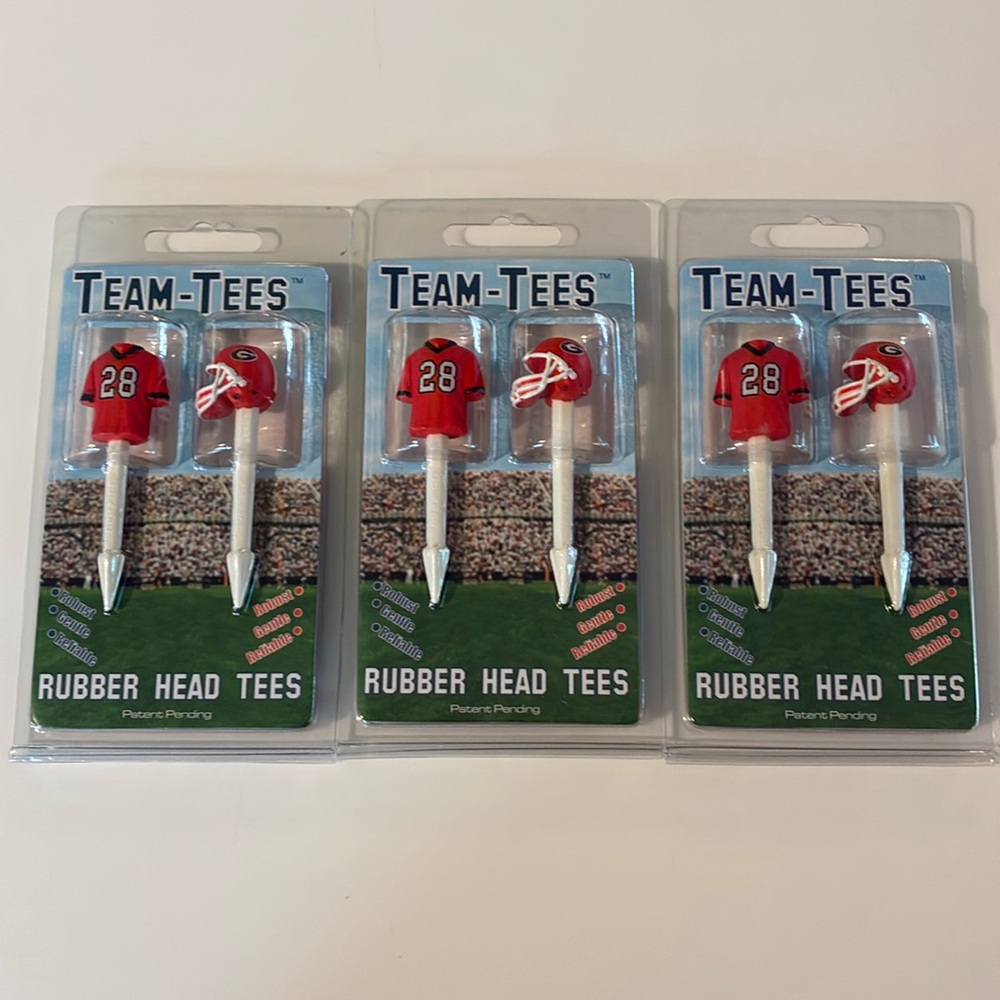 Georgia Bulldogs golf tees TEAM-TEES rubber head tees Football NCAA LOT of 3